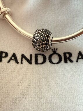 Pandora Silver Pavé Charm in Black and Silver
